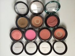 pink, red and brown blushers, makeup