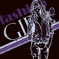 Drawing of young fashionable modern girl