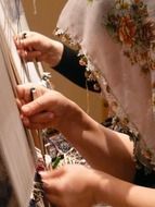 Woman working at the loom