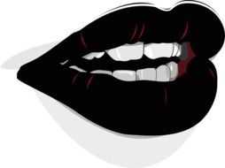 black lips with white teeth