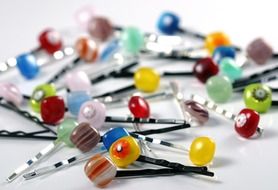 multi-colored melted glass hairpins