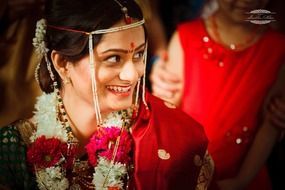 smiling maharashtrian bride