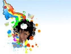 graphic image of a black woman in a rainbow
