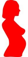 red silhouette of a pregnant girl