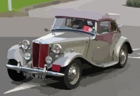 vintage old-fashioned car digital drawing
