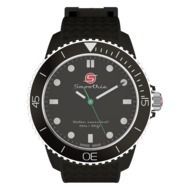 a black swiss wrist watch with time indicating