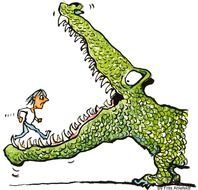 man in the crocodile's mouth drawing