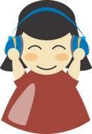 funny girl with earphones as an illustration