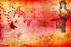 person abstract collage drawing