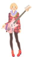 bassist, cute young blonde girl with guitar, illustration