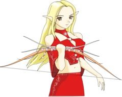 girl in red with bow as clipart
