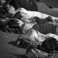 women sunbathing