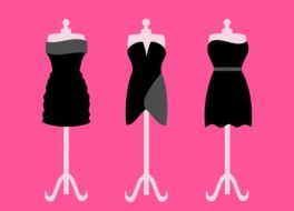 mannequins in black dresses drawing