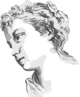 Drawing of woman&#039;s face with thoughtful expression