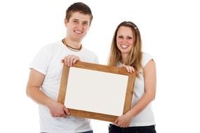 couple with blank board