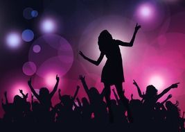 silhouette of people in dance club