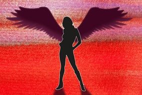 silhouette of an erotic woman with wings