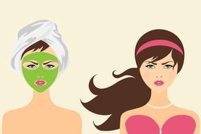 painted girl in mask and after her