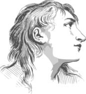 Drawing of woman's sad face in profile