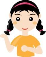 Drawing of funny girl with pigtails