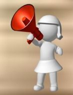 female image with loudspeaker