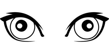 black and white drawing of eyes on a white background