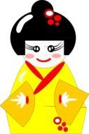 Colorful Japanese woman with the kimono clipart