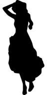 lady moving woman dress silhouette black white drawing