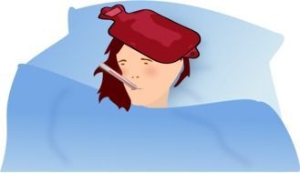 Sick woman resting in a bed clipart