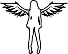 Black and white picture of the woman with wings