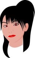 drawing of a girl's head with red eyes