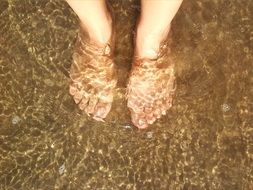 human feet under water