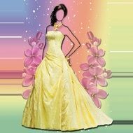 silhouette of a girl in a yellow evening dress