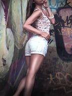 young girl cute people jean shorts
