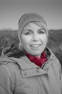 Smiling woman in hat portrait