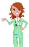 clipart of a female doctor in a green suit