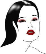 drawing girl's head with red lips