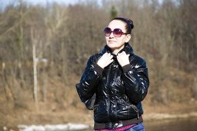 Girl is walking in the park