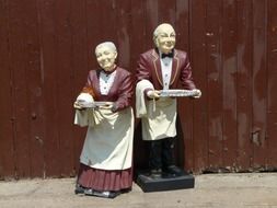 pair old ceramic figures