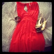 red dress and fashion shoes