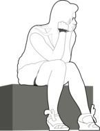 Drawing of lonely sitting girl