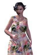 woman in retro dress, rendering