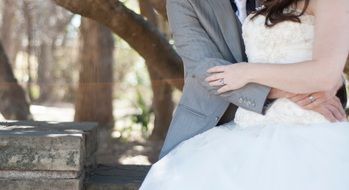 bride and groom huggins outdoor