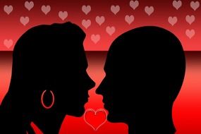 black silhouettes of a loving couple