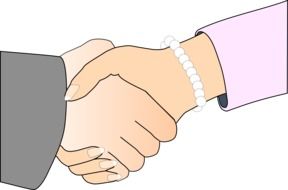 graphic image of female and male handshakes
