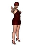 computer image of a woman in a short red dress plus size