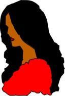 woman profile long black hair drawing