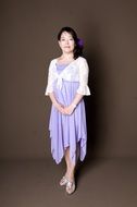 woman in purple dress