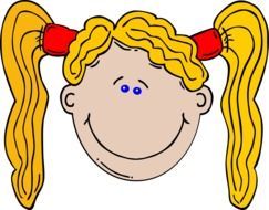 head of girl with two long blond ponytails