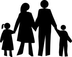 black silhouettes of a friendly family